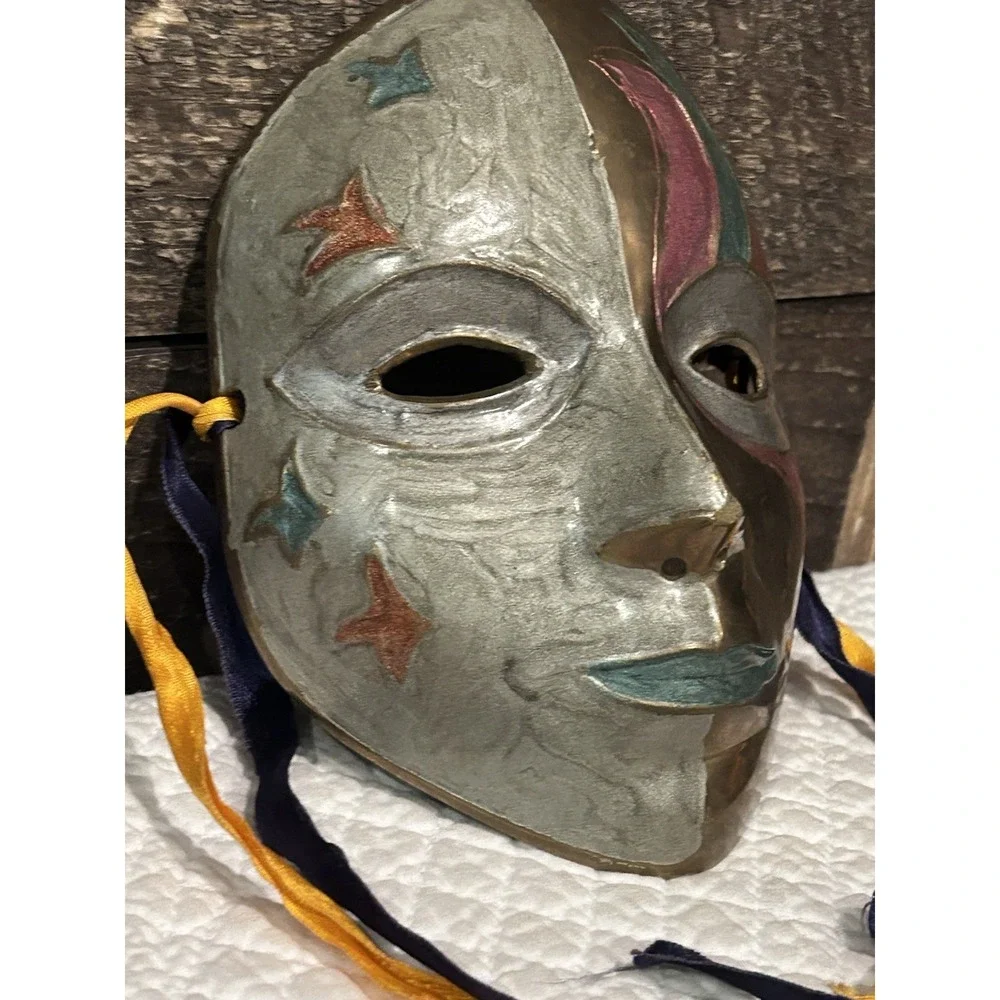 Vintage Solid Brass‎ Party Mask Handmade In India Wall Art Multi Color 7